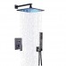 Votamuta Wall Mounted 2 Ways LED 10" Rainfall Shower Faucet Set Bathroom 1 Handle Mixer Valve Diverter with Handheld Spray Oil Rubbed Bronze - B01LYJUAU3